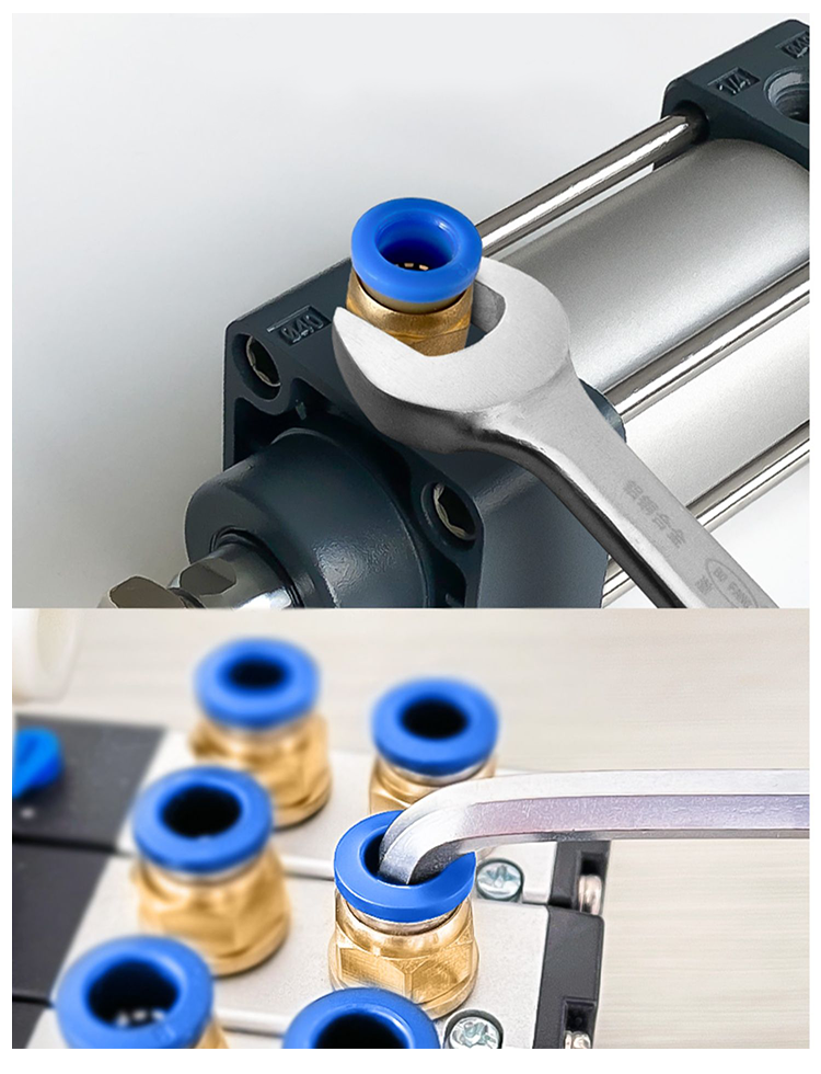 High quality and low price brass cylinder connector Blue pneumatic quick connector Push on pneumatic connection