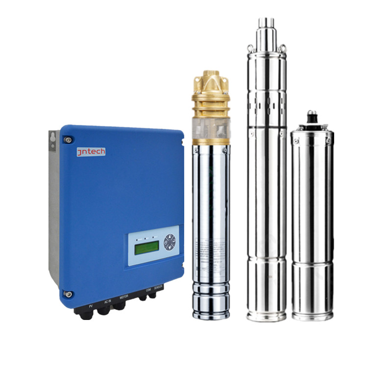 Jntech 8 ~ 16t/день 0.5HP до 2HP DC Солнечный погружной насос Солнечный водяной насос Комплект