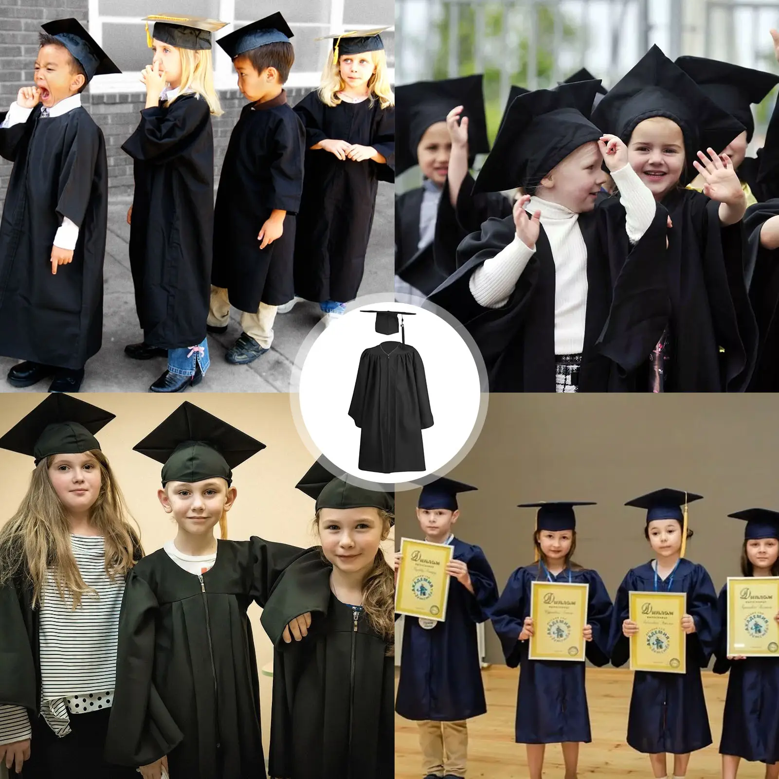 Wholesale Custom Royal Blue Preschool Graduation Robe And Cap Manufactory Children Graduation Gown With Tassels