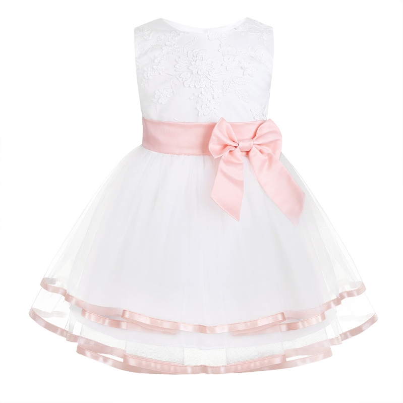 Infant Baby Girl Sleeveless Princess Flower Double Layer Ruffle Skirt Bridesmaid Birthday Party Tutu Dress
