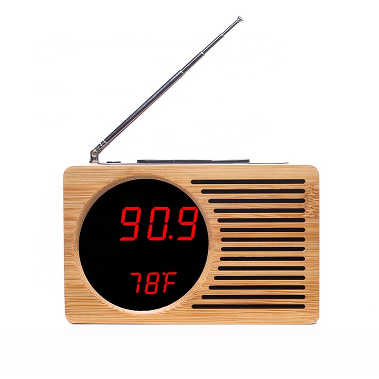KH-WC013 портативное настольное бамбуковое/деревянное fm-радио со светодиодными часами