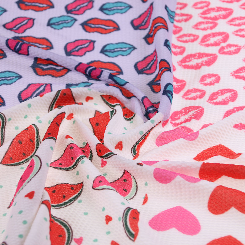 No MOQ Customized Bullet fabric love heart Digital printing liverpool knitted polyester jacquard fabric for bow headband