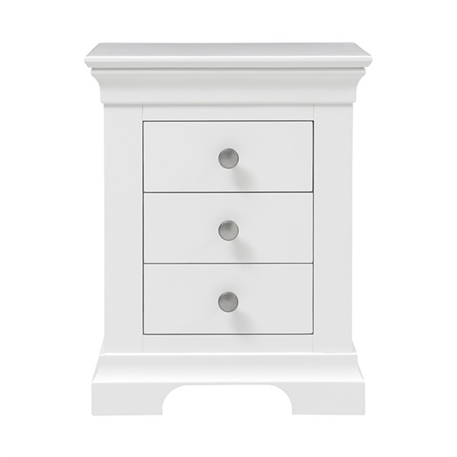 White Modern Oak Solid Wood Luxury Bedside Table Nightstand Side Table with 3 Drawers