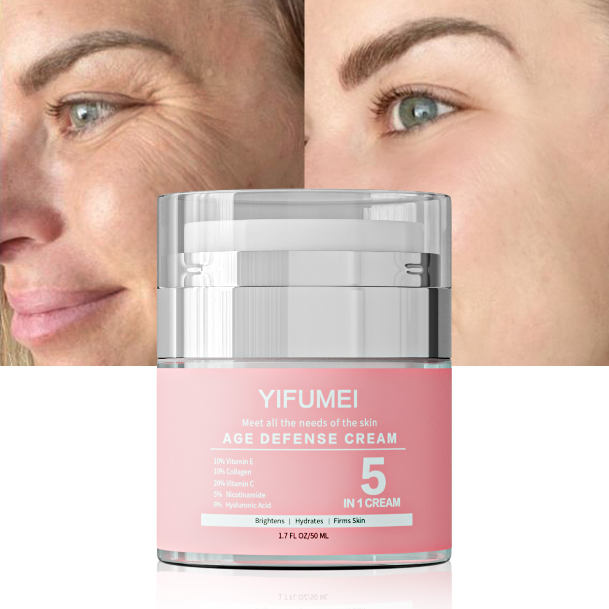 Hot Selling 5 IN 1 Vegan Brightening Skin Facial Moisturizing Dark Spot Removing Natural Anti Aging Wrinkle Whitening Face Cream