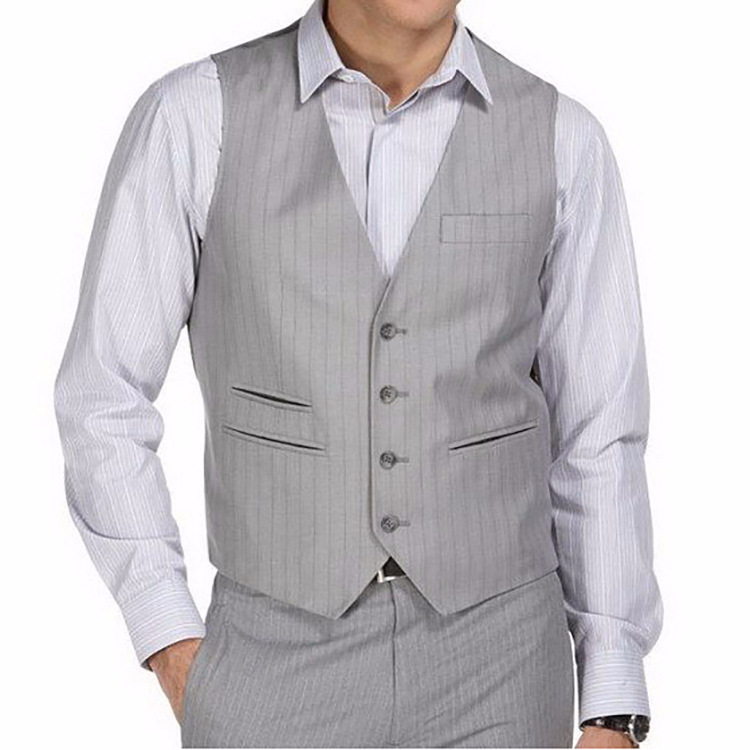Custom v-neck striped suit vest for men