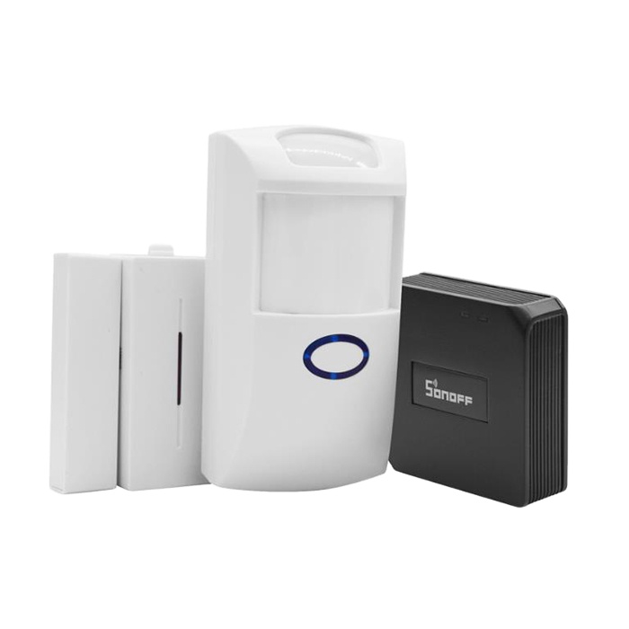 Комплект Безопасности Sonoff RF Bridge 433 МГц + Датчик PIR2 + датчик сигнализации DW1 для окон и дверей + Радиочастотный пульт дистанционного управления