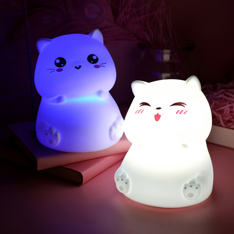 Ночник милый Кот силиконовый LED USB зарядка Настольная лампа мультяшный Кот свет детская прикроватная Ночная лампа