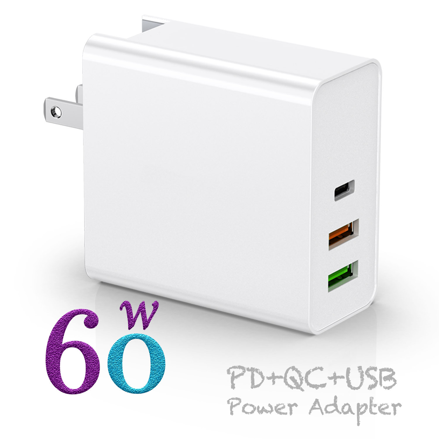 PD60W настенный Usb Type-C PD QC3.0 адаптер для быстрой зарядки с 3 портами сменный штепсельный адаптер зарядное устройство