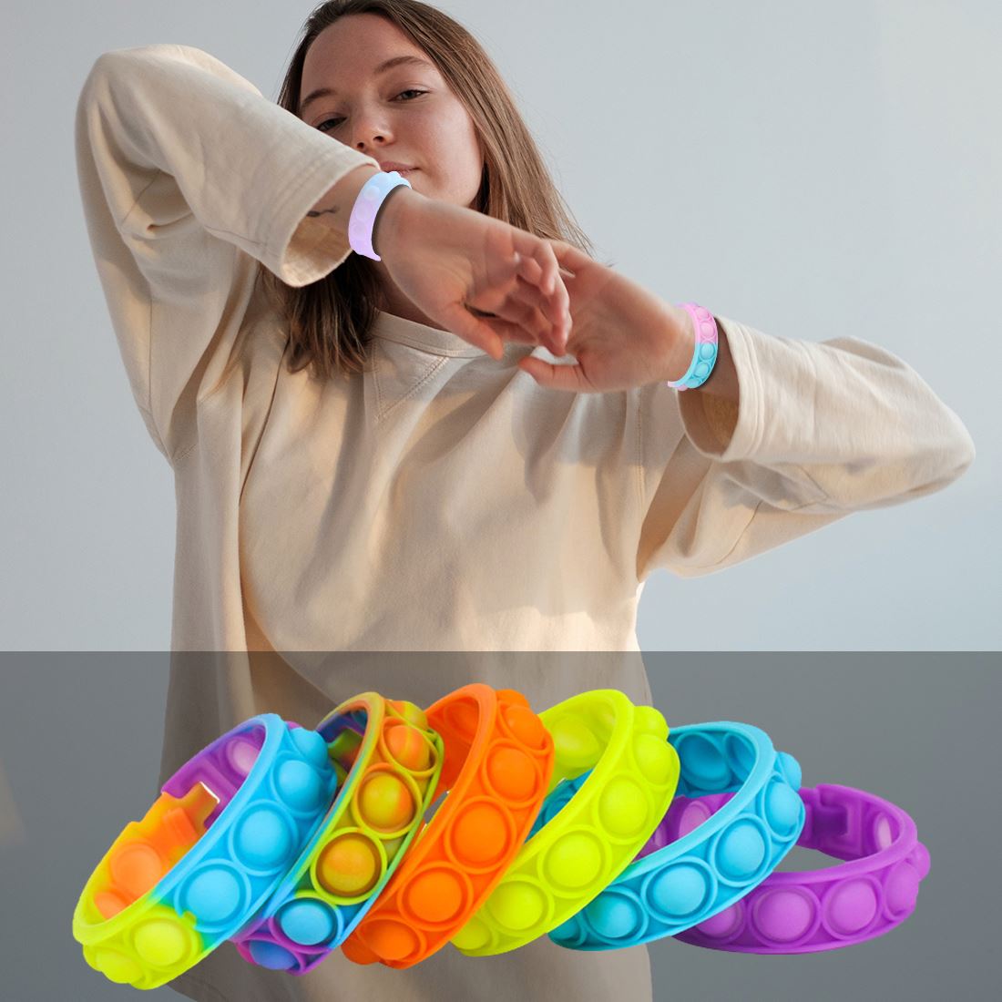 Decompression Push Silicon ers squeeze toy Christmas Popping for Kids Gift Other wristband Sensory Fidget Toys Bracelet