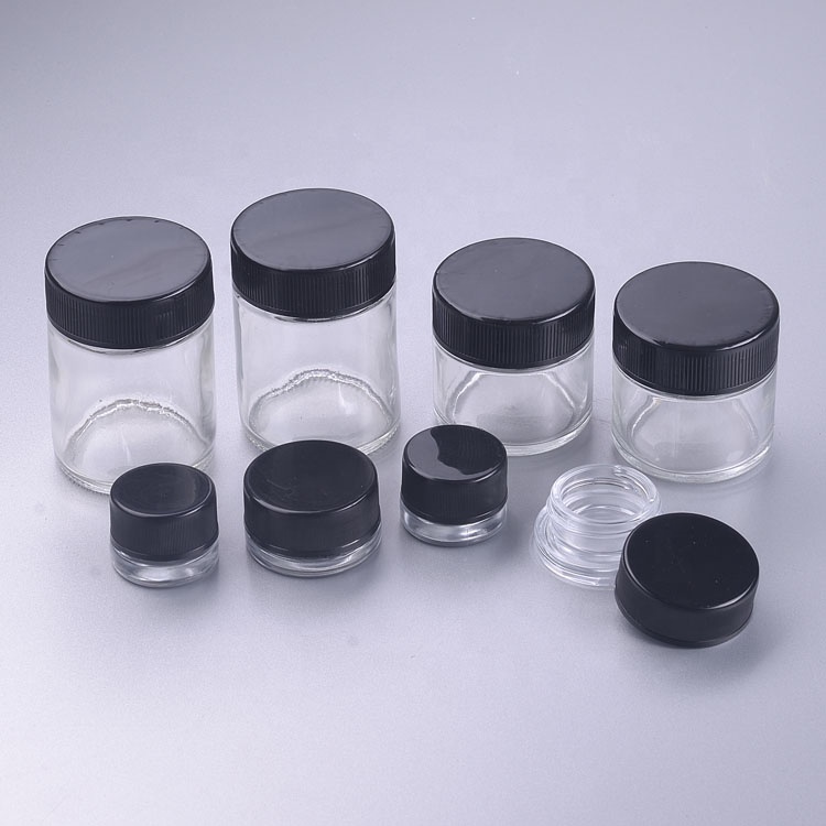 1oz 2oz 3oz 4oz CBD стеклянная банка для цветов с CR крышкой, может покрывать пользовательский цвет