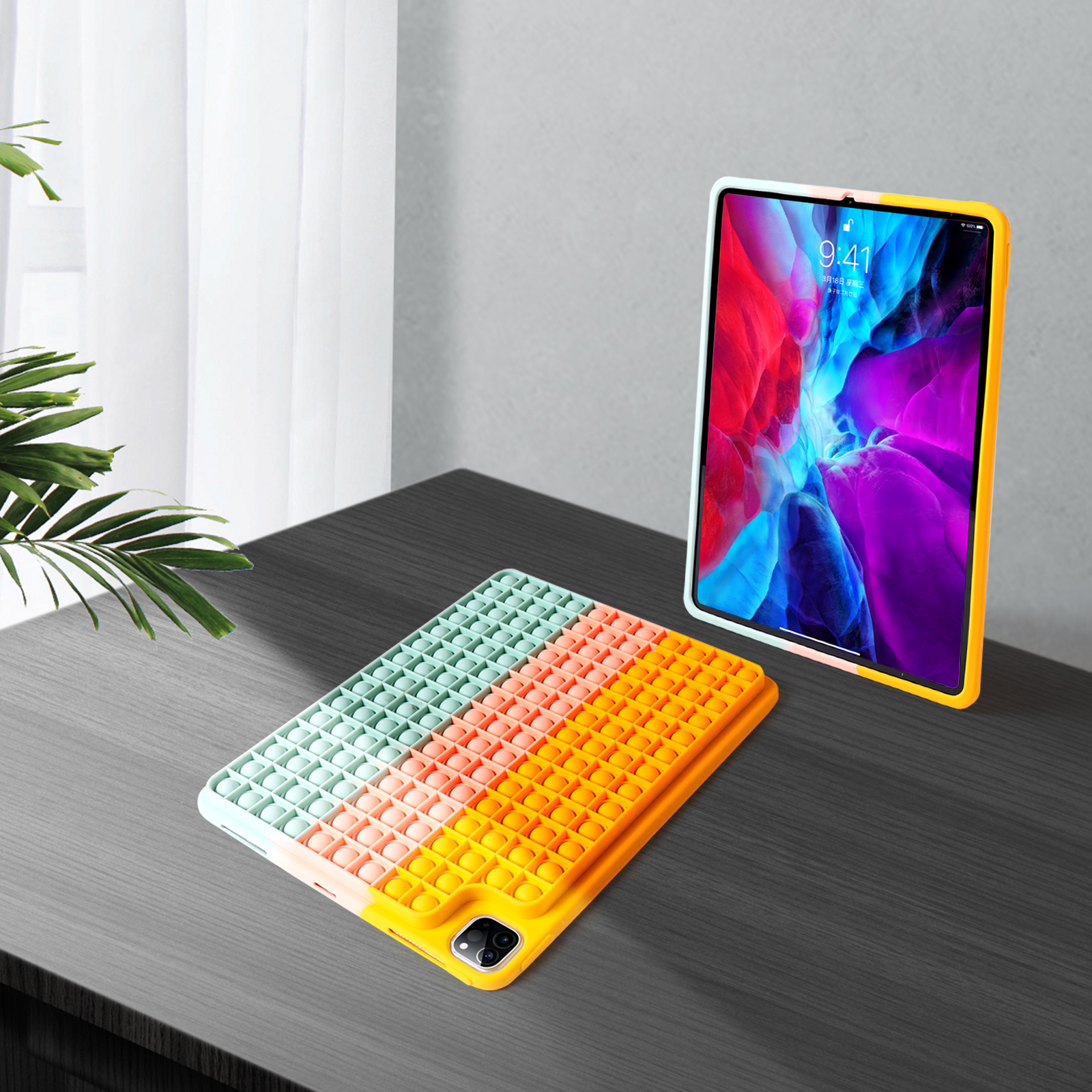 Tablet Case Silicone Sensory Fidget Toy Tablet Cover Push Bubble Game Tablet Case for ipad pro 10.2/11 inch
