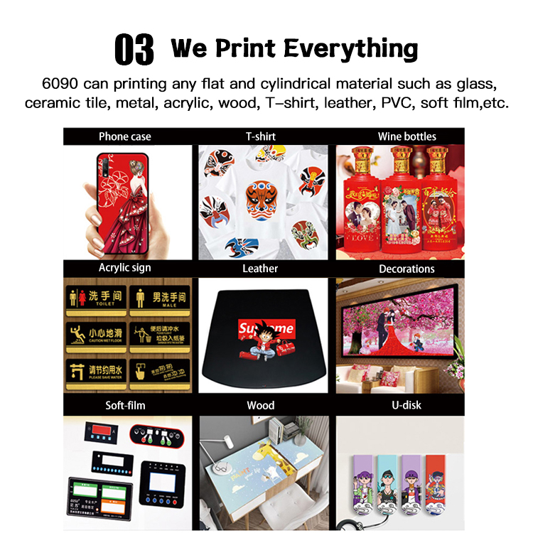 Wholesale 6 8 Colors A2 A1 3 Prints Heads Flatbed Printing Machine White Uv Inkjet Ink Printer 6090 For Pizza Box