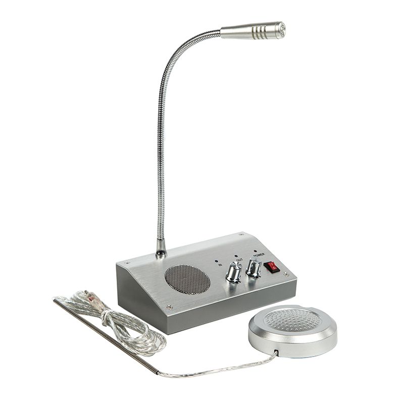 Window Intercom 3W Anti-interference interphone Bank Counter System Dual-Way Intercommunication Microphone E340