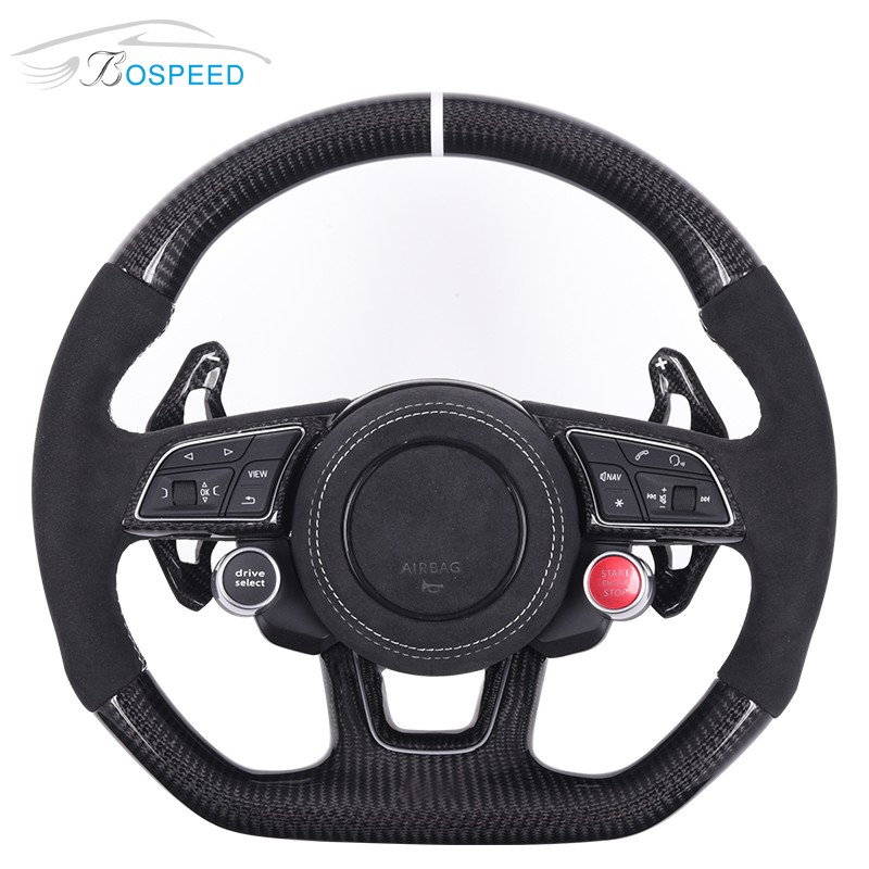 Carbon Fiber Steering Wheel for Audi RS Suede Leather Racing Car Steering Wheel RS7 RS5 RS3