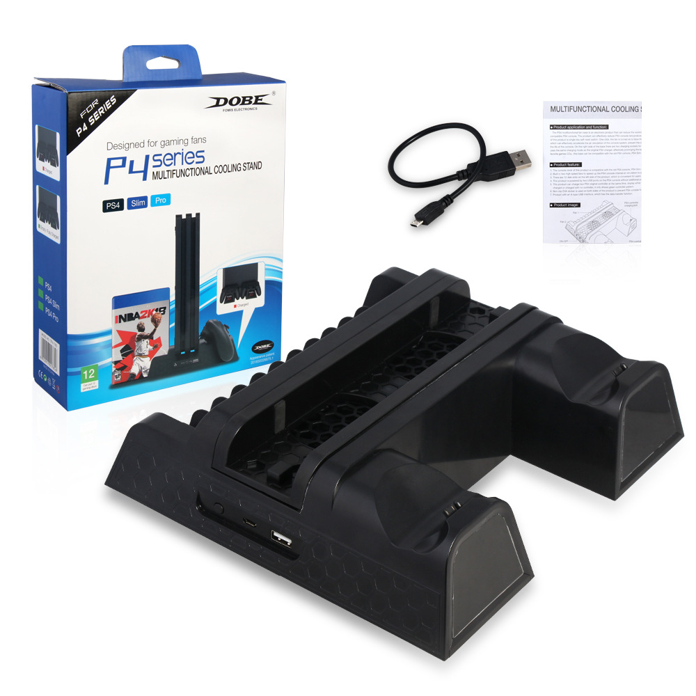 ABS Vertical Stand Controller Charging Station Game Storage For PS4/Slim/Pro with 3 Cooling Fan Chargers Accessories