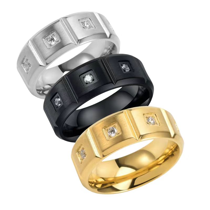 Creative Vintage Men's 18K Gold Wedding Ring High Quality Stainless Steel 18K Gold Plating Free Size Engagement Gift Titanium