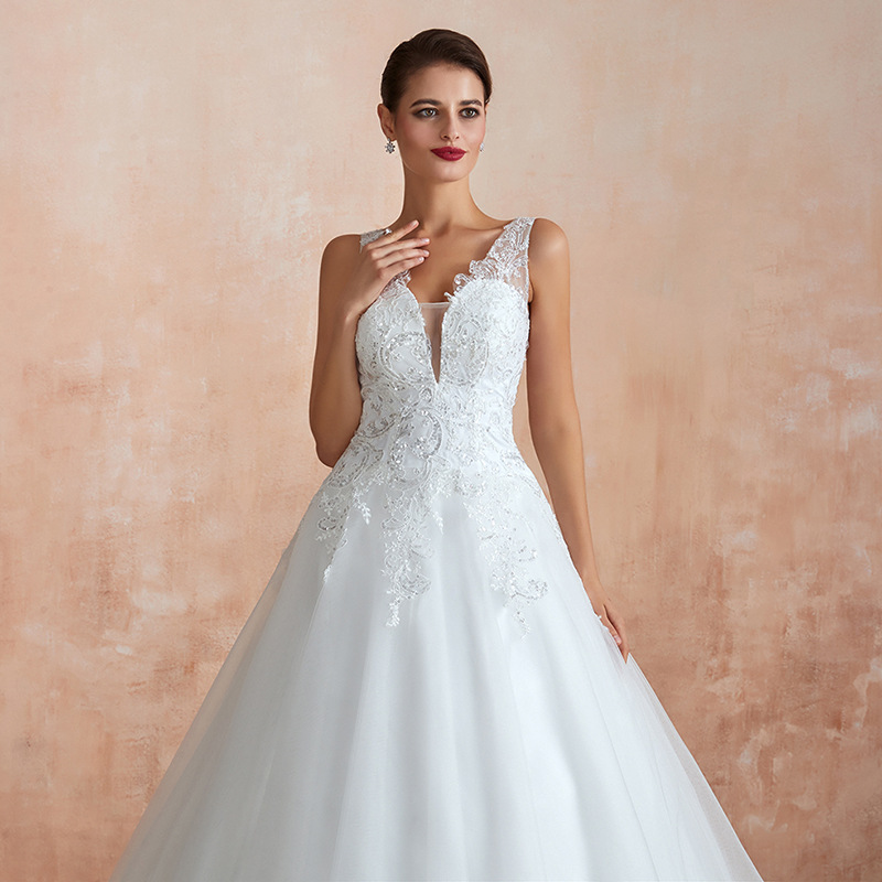 alibaba wedding dress lace ball gown for bride wedding dresses gowns 2021 bridal Deep-V sexy wedding dress