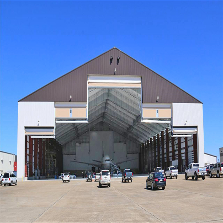 Large Clear Span Rigid Portal Frame Prefabricated Steel Structure Airplane Hangar With No Center Column