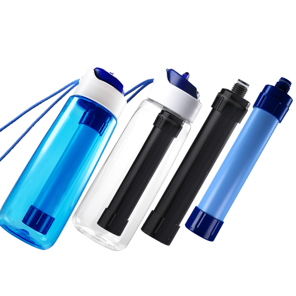 Survival water filter bottle 750 M L Water bottle with filter easy to use for Camping Hiking Traveling