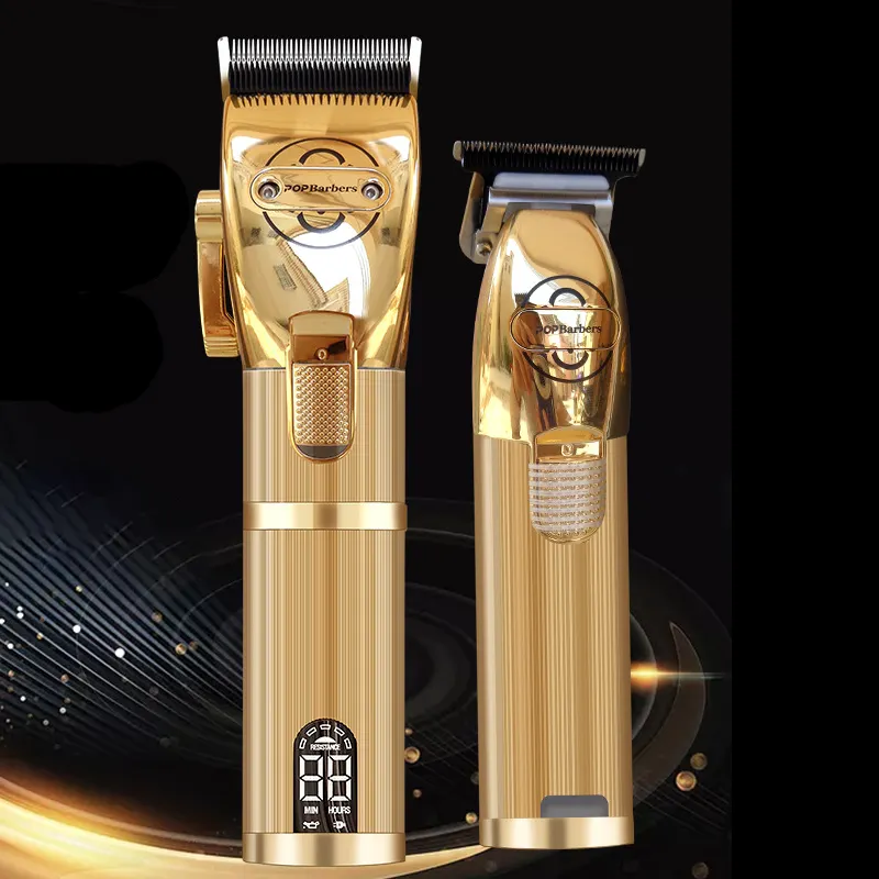 Luxury Black Barber Clipper Professional Electric Cordless Hair Trimmer High Power Low noise Rechargeable Barbershop Clipper Kit