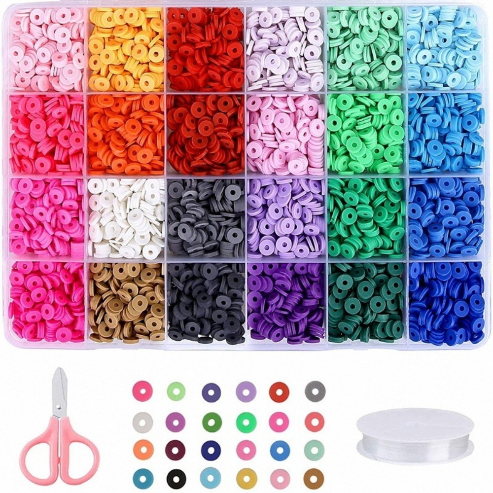 Hot Sale Bohemian 24-Grid DIY Ornaments Set Handmade Beaded Ornaments 6mm Size Soft Pottery Ceramic Clay Materials