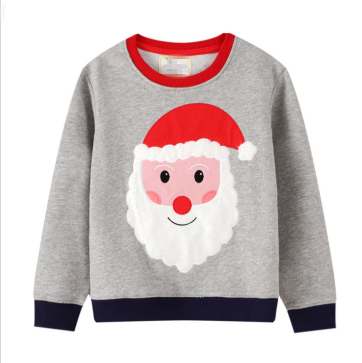 RTS good quality Christmas boys shirt long sleeve cotton Santa Claus boy swearer o neck Christmas boys top