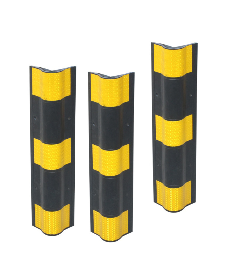 Black Yellow Parking Lot Shock Absorption Durable Rubber Corner Guard
