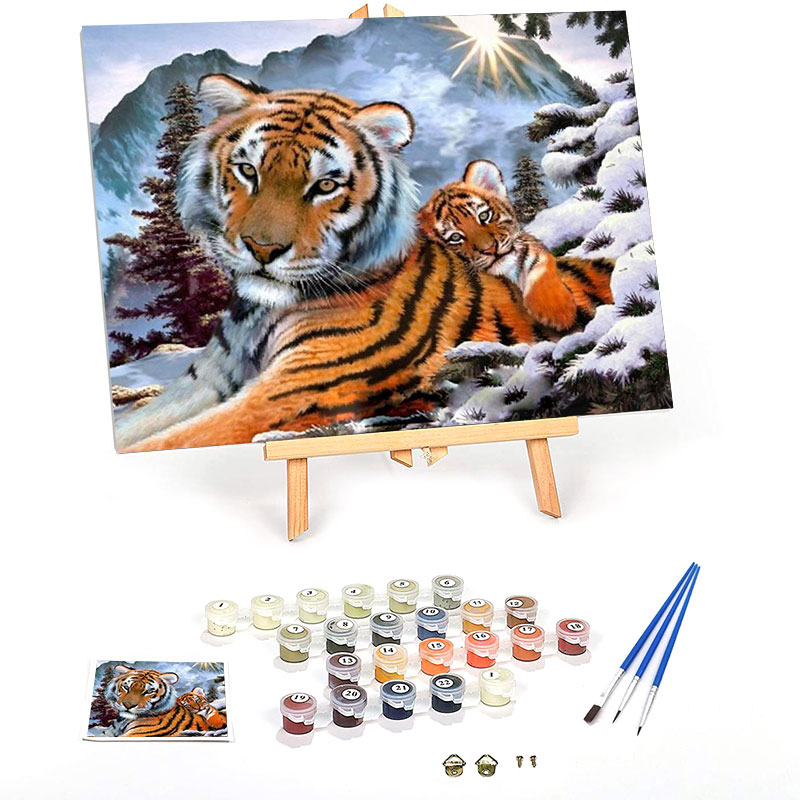 3D Animal Diy Tiger Picture Oil Painting by Hand Canvas Arts Painting Paint By Numbers
