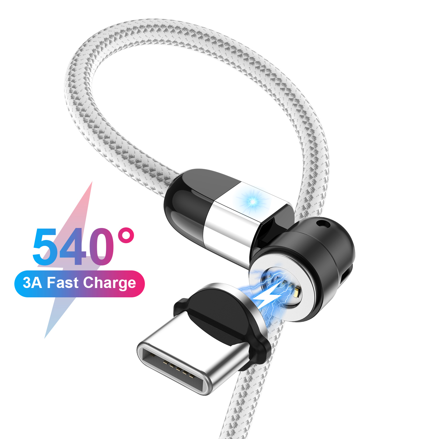 Новое поступление, высококачественный Магнитный USB-кабель USLION 3A, кабель для быстрой зарядки Micro Type-C IOS, кабель для телефона, магнитный кабель для передачи данных