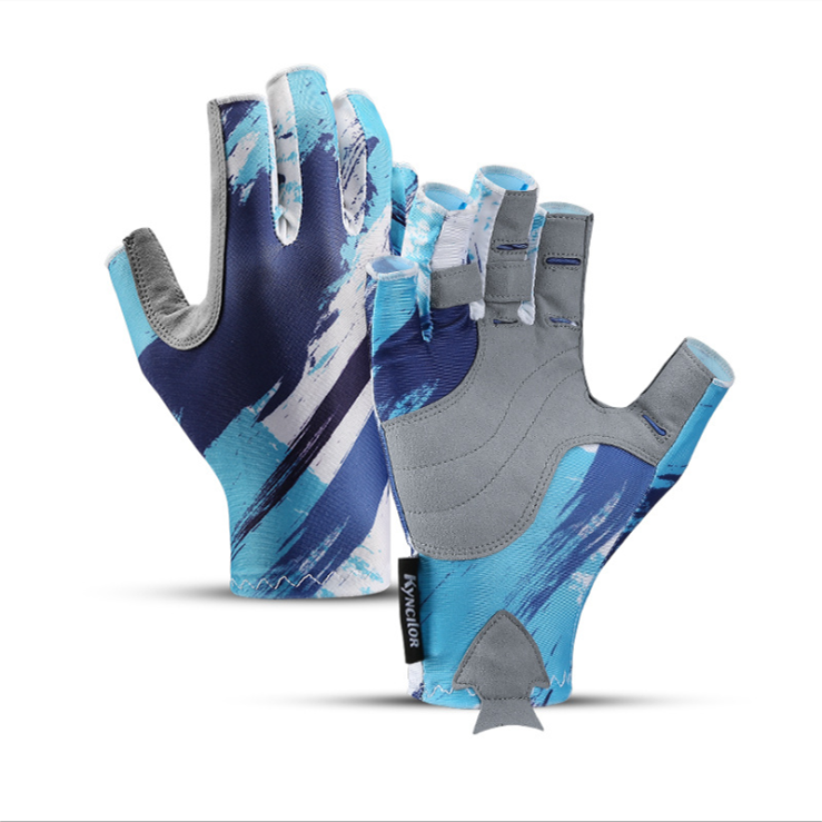 Anti-slip and anti-freeze Fishing half finger Fingerless sport Gloves for Kayaking Hiking Paddling Driving Canoeing Rowing