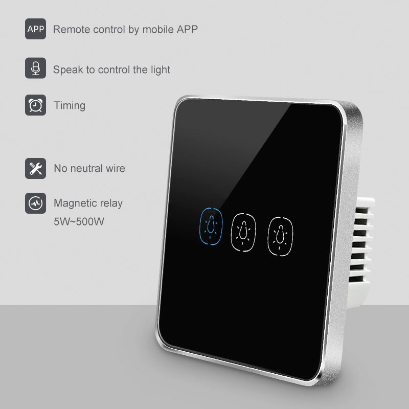 Tuya Smart Life Home Zigbee No Neutral Wire 3 Gang Wall Light Touch Electric Switches Smart Switch Uk Eu Standard