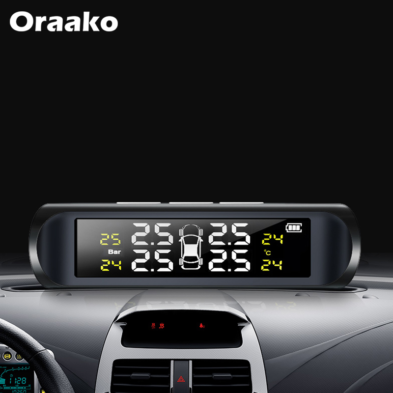 Drop Shipping Small Size Solar Or Usb Charging Tire Pressure Monitoring System Tpms Sensor Tpms