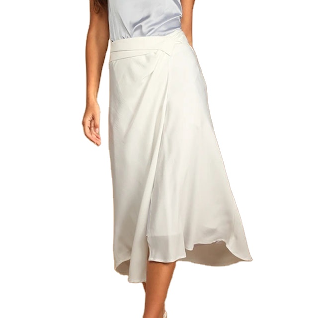 Fashion Seaside White Side Knot Midi Skirt For Ladies