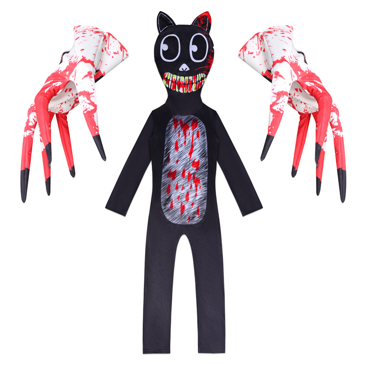 2021 Scary Cat Costume For Kids Animal Costume Polyester/Spandex