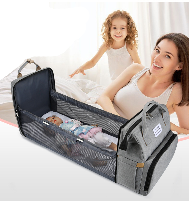 OEM Customize Logo Custom Folding Foldable Crib Diaper Bag Bed Backpack Baby Sleeping Bag With Bassinet