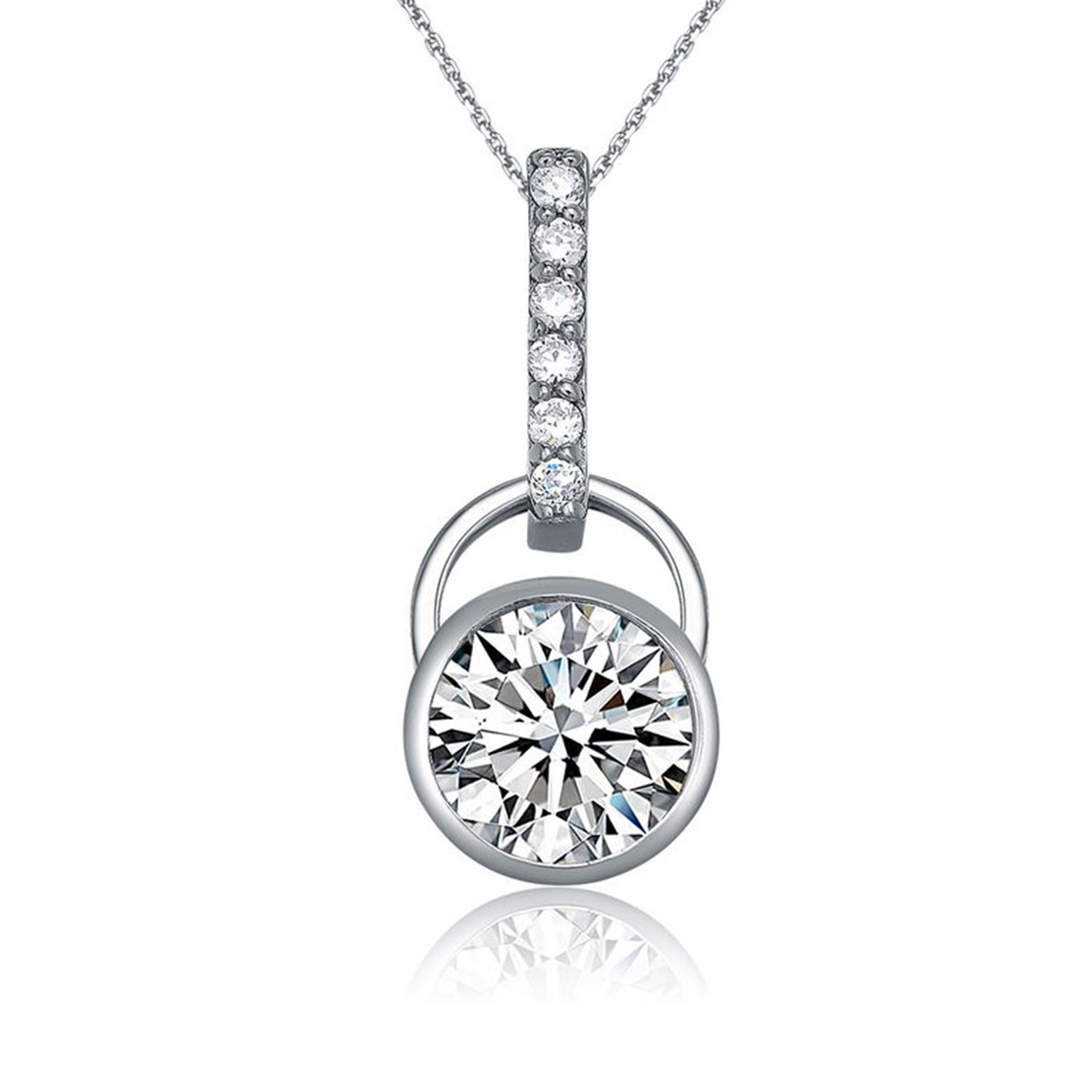 Hot Sale Rhinestone 925 Sterling Pendant Earrings Rings Necklace Three Women Jewelry Set