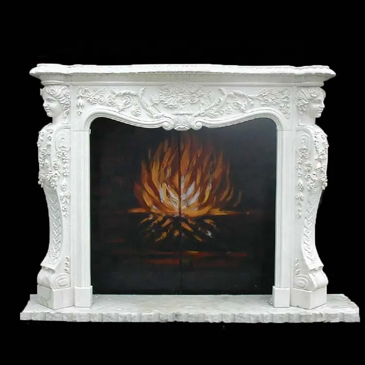 Hot Sell Hand Carved Marble Stone Fireplace Mantel For Decorative Home