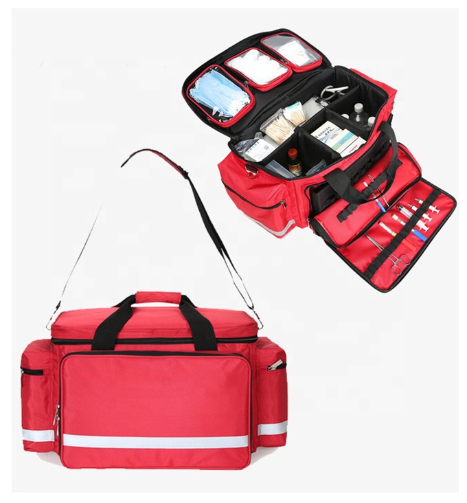 Baoke EMT First Responder Trauma Bag, Empty Deluxe EMS Shoulder Bag, Professional First Aid Kit Bag with 4 Large Compartments