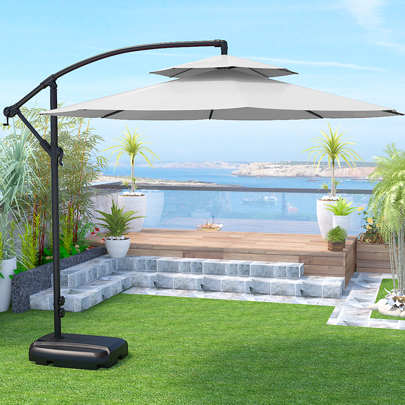 Large 3-Meter Outdoor Sunshade Patio Umbrella Security Banana Roman Folding Design With Sentry Box For Stall Courtyard Use
