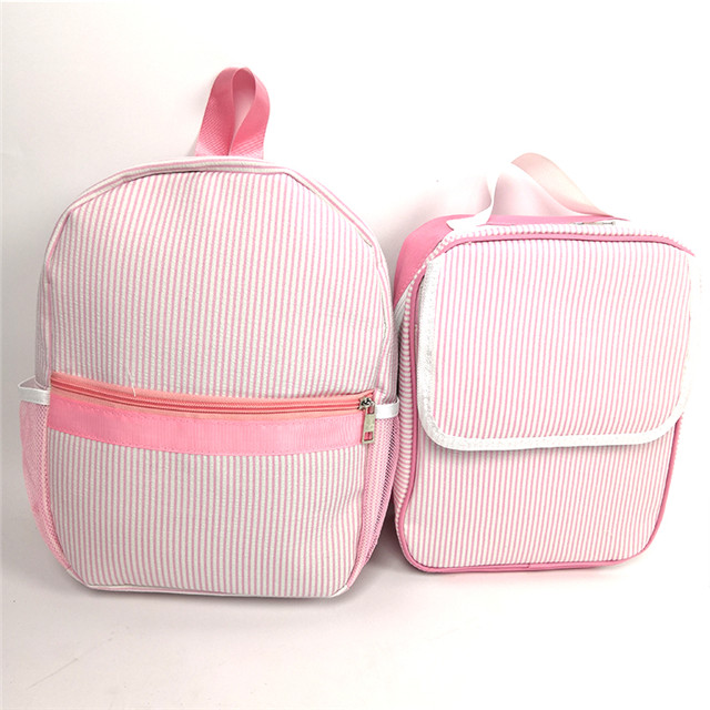 Convenient And Lightweight Seersucker Schoolbag Lunch Bag Customizable Cheap Lunch Bag And Schoolbag Wholesale