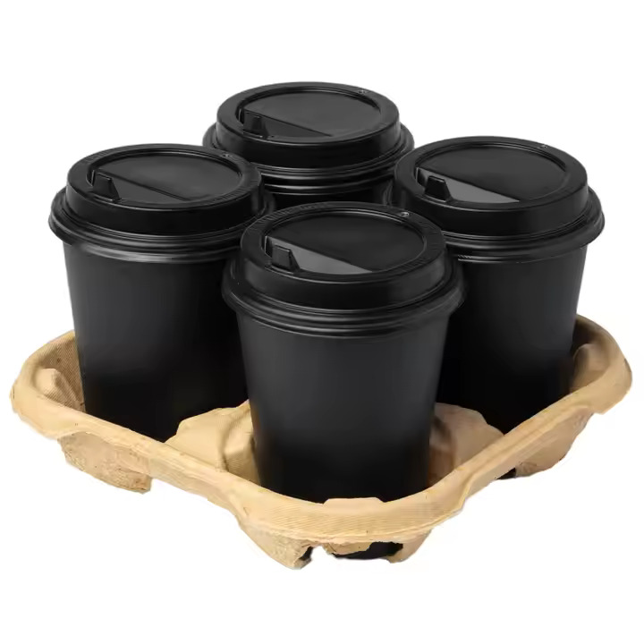 Detachable Bamboo Fiber Cup Holder Eco-Friendly Compostable Disposable Rectangle Free Party Supplies Kit For Hotels Restaurants