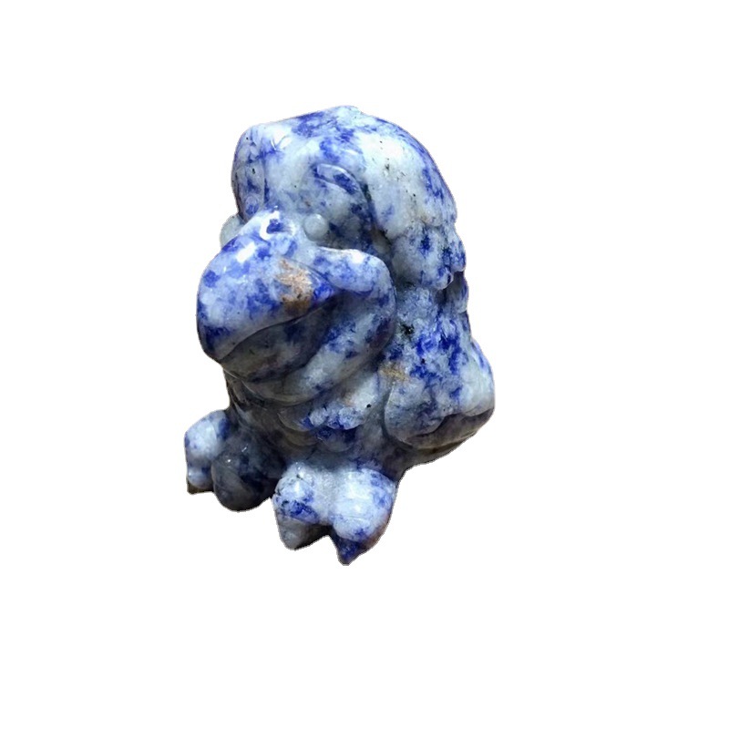 Natural blue dot stone carved parrot small ornaments, small cute pets at home, personalized decorations