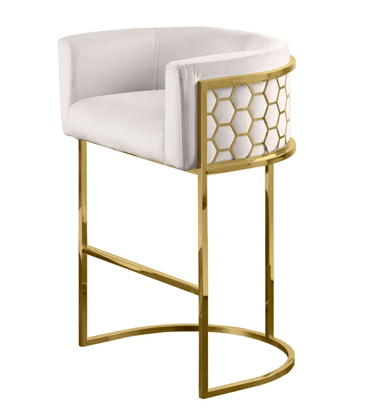 nordic velvet chair modern style restaurant dining chair Living Room arm chair iron Stainless Steel Frame pink bar stool