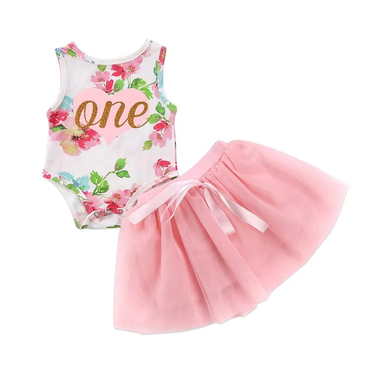 Wholesale 6 month rompers top Mesh skirt baby cute girl stylish dress