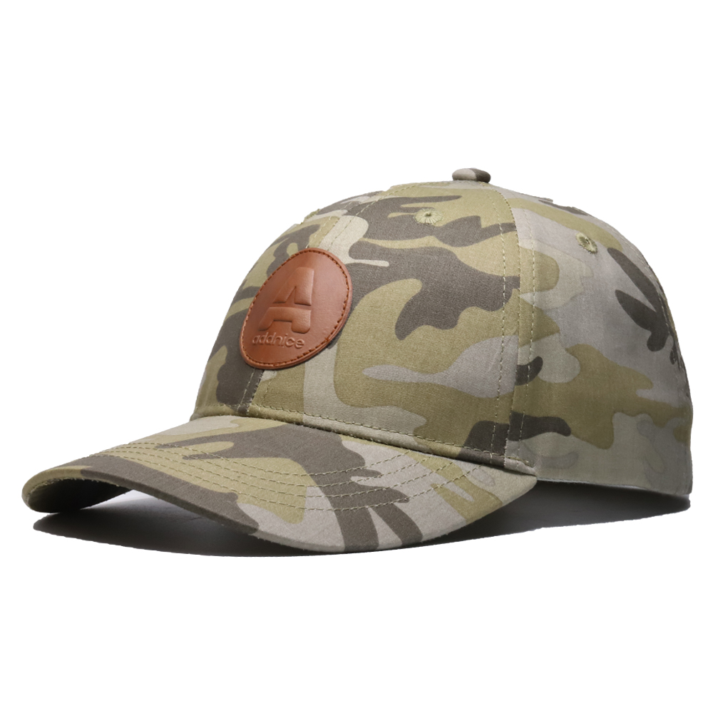 Custom Logo 6 Panel Leather Camo Hats Childrens Baseball Cap