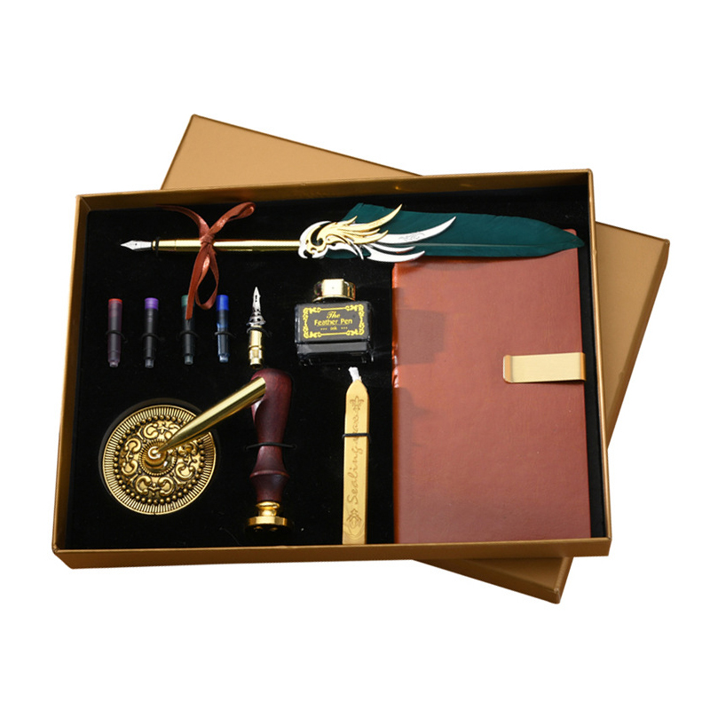 European ancient literary hand ledger feather calligraphy pen set for set