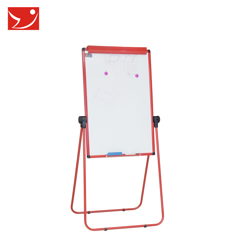 Magnetic folding Flip Chart dry erase board with red color sturdy steel stand leg easel