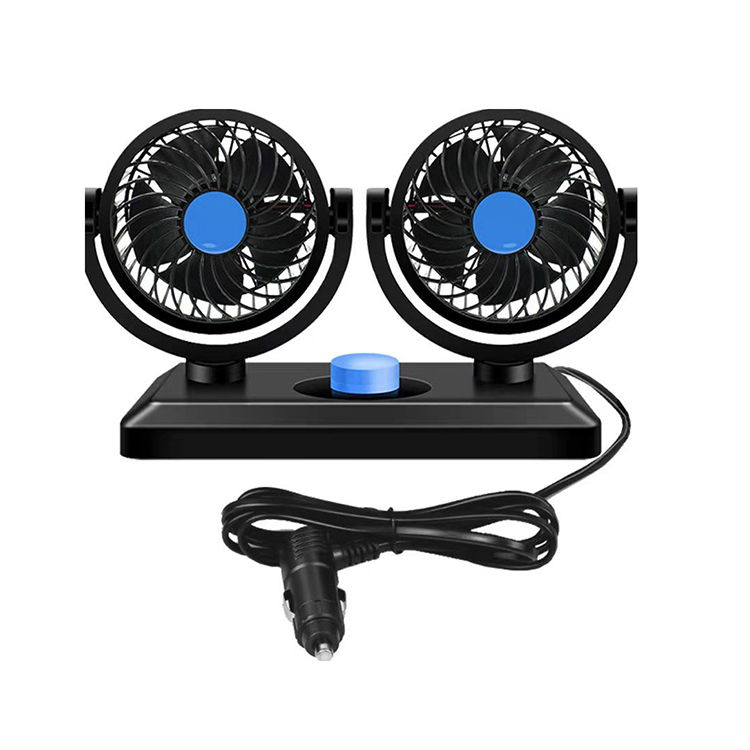 Dual Head Car Fan 12V/24V Electric Car Fan with 360 Degree Adjustable Dual Head That Plugs Into Cigarette Lighter
