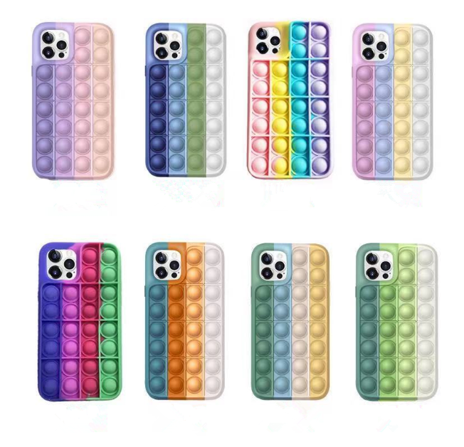 Pop Bubble Fidget Squeeze Сенсорный игровой чехол для телефона мягкий силиконовый чехол для iphone 12