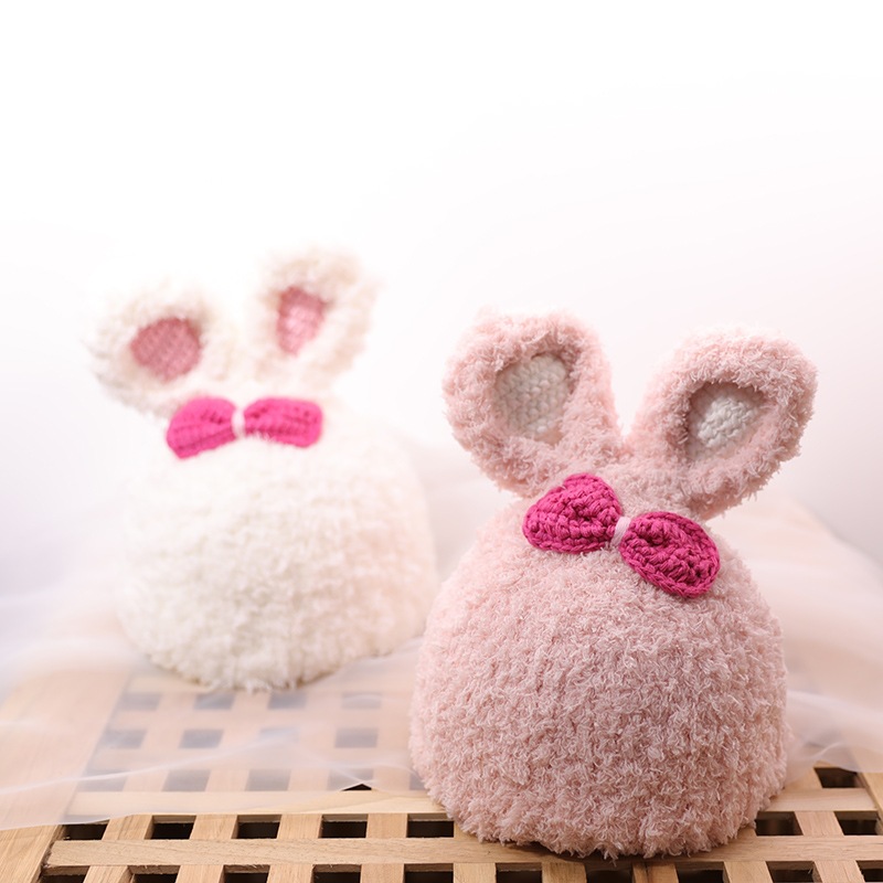 Baby autumn and winter hat children's Handmade cute super cute plush rabbit ear cap baby princess ear cap